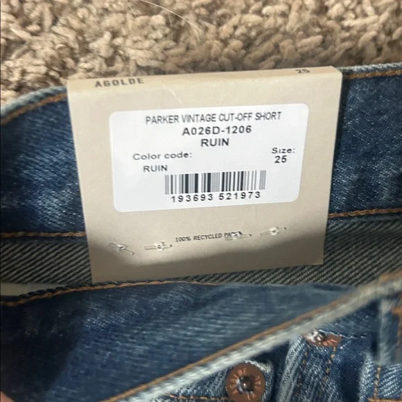 AGOLDE Parker Vintage cut off shorts size 25 ladies retro blue ruin color NEW - Picture 3 of 12